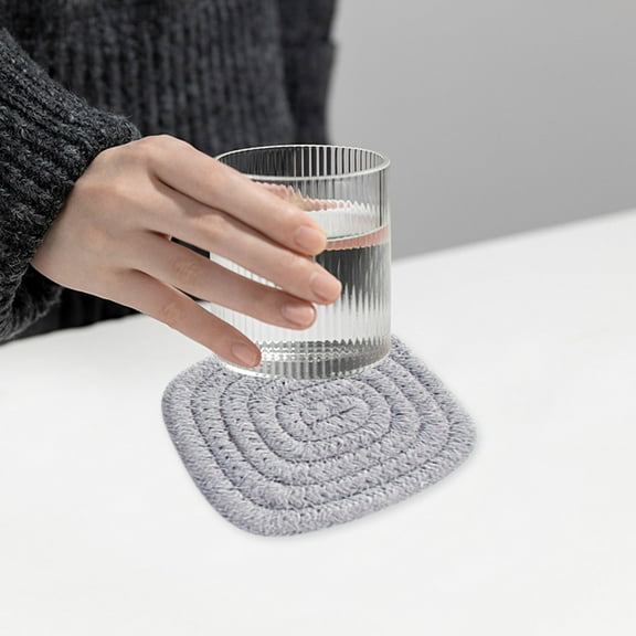 Uioepy Liquidation Hand-Woven Cotton Thread Square Coasters, Thickened Anti-Slip Tea Cups, Coffee Mats, Anti-Scald And Heat-Insulating Mats, Tableware And Table Mats Kitchen Holders Trivets Cotton Thr