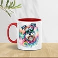 thumbnail image 2 of Hippie Schnauzer Portrait Watercolor Tie-Dye Vintage Styles 11oz Accent Two-tone Mug Miniature Schnauzer Dog Lover Coffee Tea Cup - 00014, 2 of 5