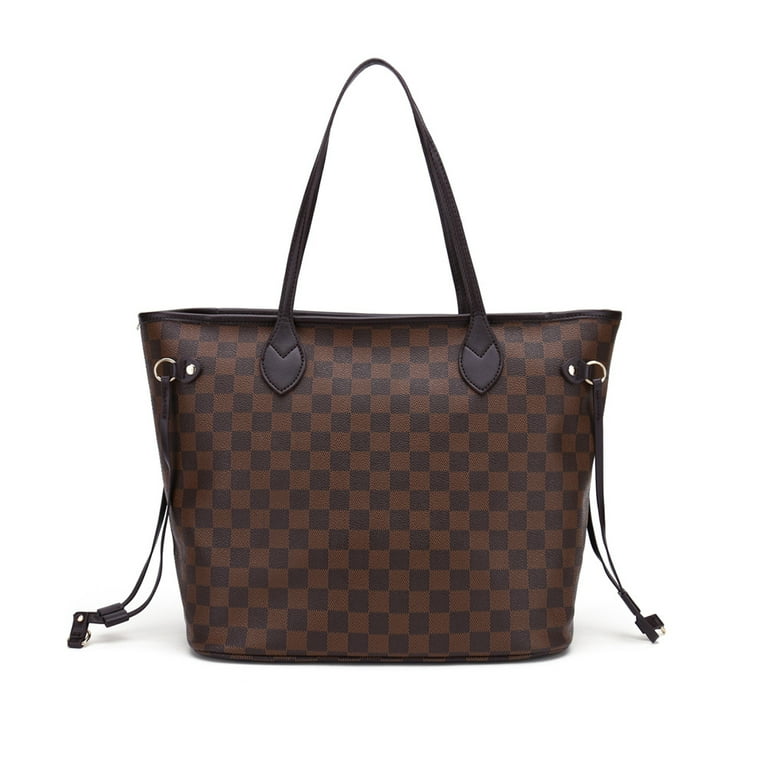 Sexy Dance Womens Brown Checkered Tote Shoulder Bag Purse With