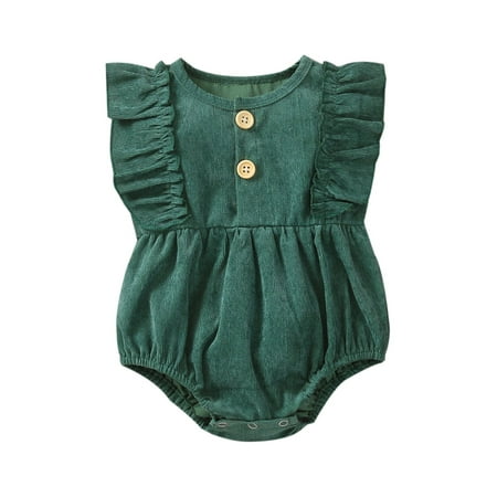 

Canrulo Newborn Baby Boys Girls Romper Outfits Toddler Cotton Solid Jumpsuit Playsuit Dark Green 0-6 Months