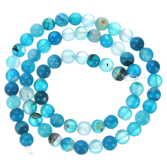 Uxcell Blue Agate Beads 6mm Natural Gemstone Beads, Smooth Round Loose Beads for Jewelry Making (1 Strand - 62pcs)