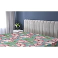 thumbnail image 5 of Ambesonne Floral Design Fitted Sheet, Retro Minimal Blooms, Queen Size, Fern Green Pale Rose Rose, 5 of 5