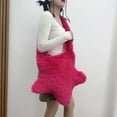 thumbnail image 3 of breaise Women's Fuzzy Star Crossbody Tote Bags Furry Shoulder Bag Cute Purse Handbag, 3 of 6