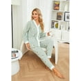 thumbnail image 3 of LYCY Womens Fuzzy Plush Pajama Set, Soft Warm Fleece Pajama for Women Cute Long Embroidered 2 Piece Sleepwears(Cherry-Light Green,Small), 3 of 6