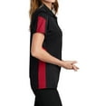 thumbnail image 3 of Mafoose Women's Active Textured Colorblock Polo T-Shirt Black/ True Red 4X-Large, 3 of 5