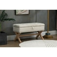 thumbnail image 2 of Storage Bench 35" Modern Luxury Entryway Bench Storage Living Room Foot Rest with Flipping Lid Upholstered Storage Rectangular Bench with Wood Legs for Bedroom End of Bed Bed Side Beige, 2 of 8