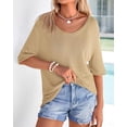 thumbnail image 3 of FreshPretty Sweaters for Women Summer Oversized Half Short Sleeve Knitted Pullover V Neck‌ Casual Loose Fit Spring Tops, 3 of 9
