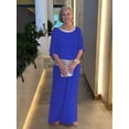 thumbnail image 3 of Traje de mujer con pantalones anchos y camisa de murciélago a juego con lentejuelas y cuello redondo, 3 of 6