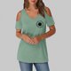 thumbnail image 2 of Algodón Fuera Del Hombro Tops para la Impresión de las Mujeres Manga Corta V-Cuello Blusa, Top de Algodón de Imitación de Moda, 2 of 8