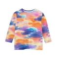 thumbnail image 5 of Kids T-Shirts Tie Dye Printed 3/4 Sleeve Crewneck Dressy Casaul Blouse Girls Pullover Tops,4 Years, 5 of 5