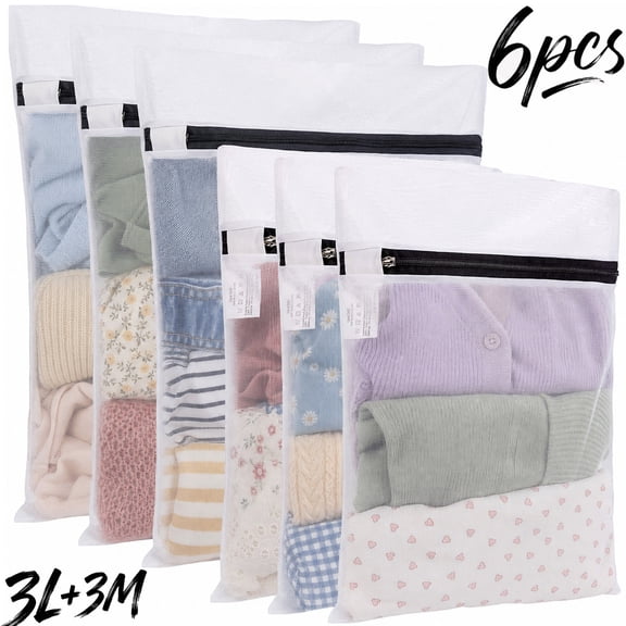 Deally Mesh Laundry Bag - 6 Pieces Durable Delicate Laundry Bag Mesh Wash Bags for Delicates and Intimates Lingerie Honeycomb Laundry for Washing Machine Travel Storage (3L,3M)