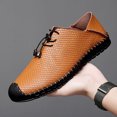 thumbnail image 1 of Zapatos de verano hechos a mano de diseñador para hombre, de cuero marrón, suaves, para negocios y exteriores, zapatos británicos para hombre (26 cm), 1 of 4