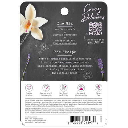 eos flavorlab Stick & Sphere Lip Balm - Lavender Latte , Moisuturzing Shea Butter for Chapped Lips , 0.39 oz , 2 count