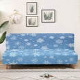 thumbnail image 3 of Xixirimido Christmas Snowflake Blue Pattern Stretch Armless Futon Cover Futon Slipcover Sofa Couch Cover with Elastic Bottom Sofa Bed Covers Furniture Protector Washable, 3 of 8