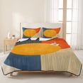 thumbnail image 3 of Quilts King Size Bedding Set, Orange Blue Yellow Lightweight Quilted Comforter, Geometric Striped Farmhouse Art Soft Reversible Bedspread Coverlet with Pillow Covers for All Season, 96" x 106", 3 of 9