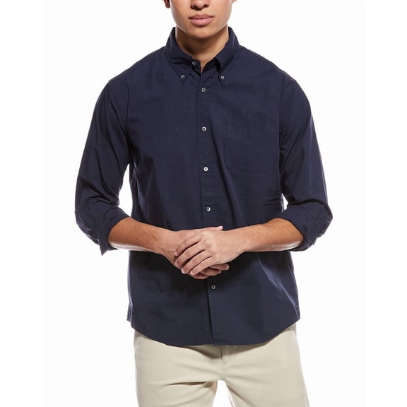 Brooks Brothers mens  Solid Button Shirt, SM, Navy