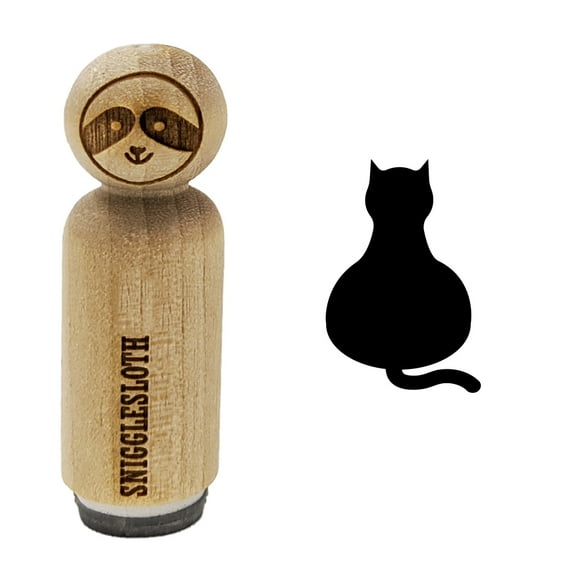 Cat Sitting Back Solid Rubber Stamp for Scrapbooking Crafting Stamping - Medium 1 Inch