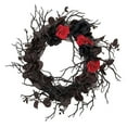 thumbnail image 2 of HmNPlay 16 Inch Black Halloween Wreath with 3 Red Roses - Handmade Artificial Twig Wreath for Gothic Front Door, Porch, Fireplace Decor - All Year Round Spooky Decorations & Holiday Gift, 2 of 9
