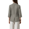 thumbnail image 3 of Casual Blazers for Women Summer 3/4 Sleeve Lightweight Cotton Linen Suit Jacket Blazer XS Grey, 3 of 6