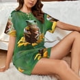 thumbnail image 4 of Vsdghe Tree Frog Sitting On Sunflowes Pattern Women's Pajama Set,Short Sleeve Sleepwear 2 Piece Pjs Lounge Sleepwear Sets-Large, 4 of 6