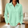 thumbnail image 2 of LNZGNM Polo Shirts for Women Long Sleeve Collared Classic Comfortable with Lightweight Top Smart Daily Leisure,Light Green(XXL), 2 of 7