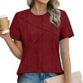 thumbnail image 2 of Plebaso Women's Summer Tops Eyelet Short Sleeve Casual Tunic Shirts Loose Dressy Blouses Basic Tee, 2 of 7
