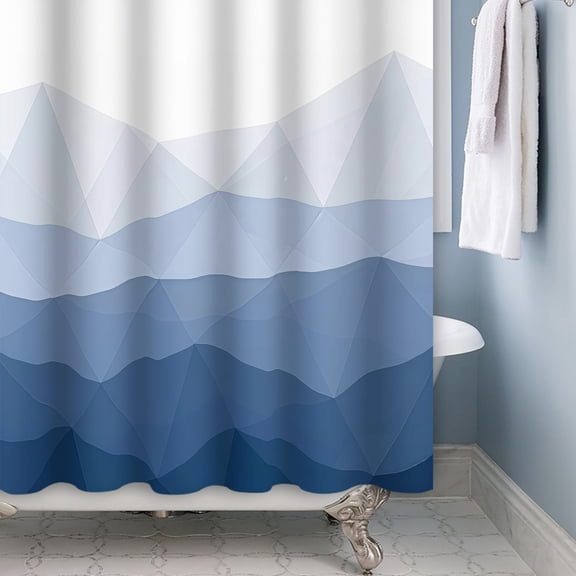 Tchckioa Neutral Shower Curtain for Bathroom,Waterproof Hooks Bath Curtain,72x72 Inch,Blue and White