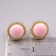 thumbnail image 4 of K-KED Solid 925 Sterling Silver Stud Women Twist Lace Pink Conch Round Earrings, 4 of 5