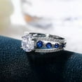 thumbnail image 5 of K-KED 925 Sterling Silver Blue Crystal Zircon Rings Womens Engagement Ring 6-10-6, 5 of 9