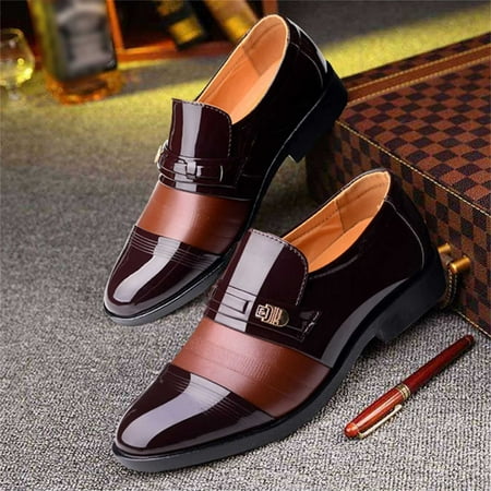 Fashion Summer And Autumn Men Leather Shoes Pointed Toe Low Heeled On Hollow Breathable Shallow Mouth Yutnsbel