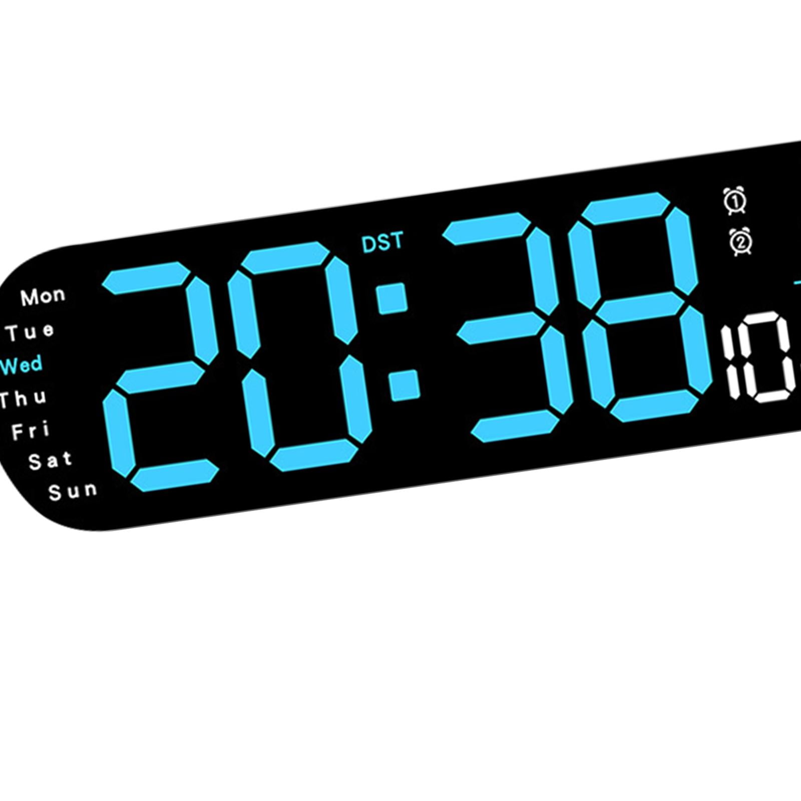 kowaku Digital Alarm Clock Calendar Clock Desk Clock Tabletop Wall Mount Colorful Night Light  degreeF/ degreeC Switchable for Dorm Shelf Office Blue
