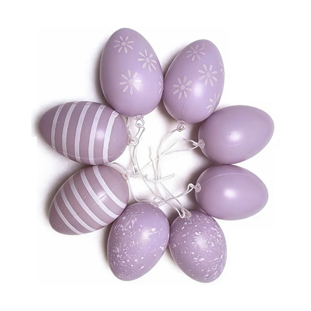 Hanging Easter Decorations Plastic Colorful 6Cm Eggs Pendants 8 Pack Set for Party