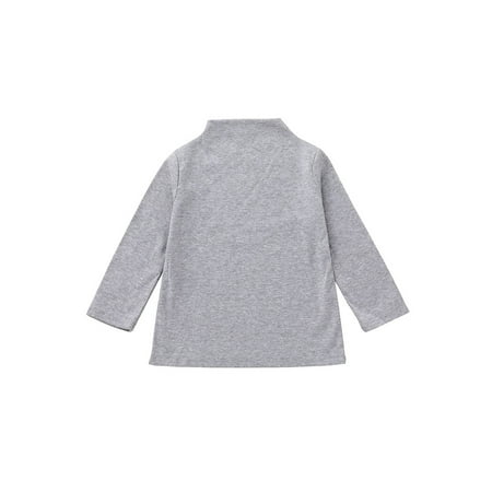 

TOPGOD Kids Tops Unisex Solid Color Round Neck Long Sleeve Pullover Blouse
