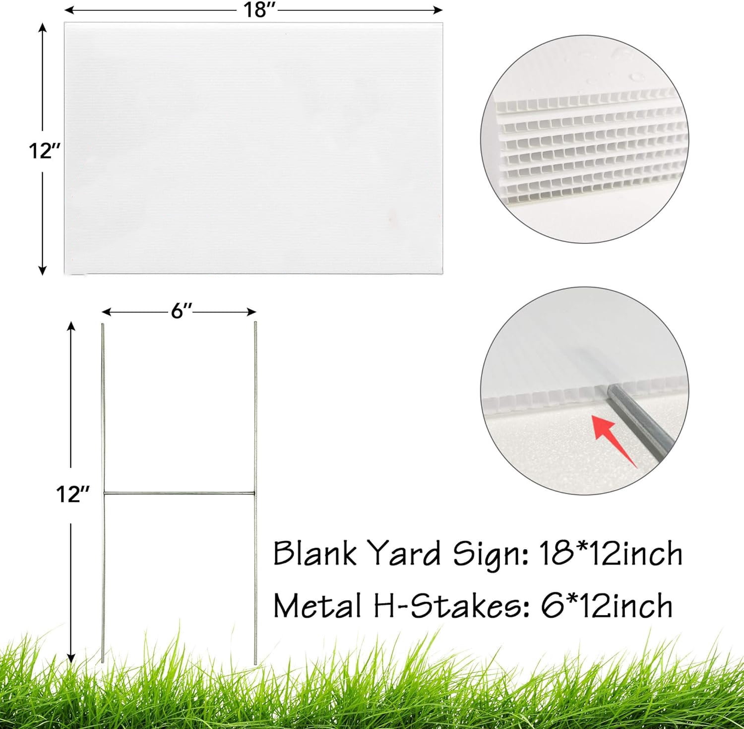 4 Sets Blank Yard Signs with Stakes,Happon 18x11.8 inch White Blank Garden Board, Plastic Porch Signs with 3Pcs Pens for Garage,Estate, Birthday Party, Open House, Guidepost