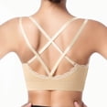thumbnail image 5 of Xijirk Women Wireless Bra with Front Closure Lace Adjustable Straps Soft Stretch for Daily Casual Loungewear,Beige,S, 5 of 5