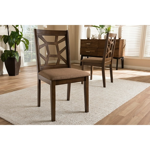 Set Of 2 Baxton Studio Abilene Mid Century Light Brown Fabric