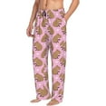 thumbnail image 3 of Mens Pajama Pants - Soft Sleep & Lounge Pants for Men, Capybara Print Pink Cuteness Casual PJ Bottoms Pants with Pockets, 3 of 5