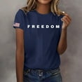 thumbnail image 2 of Women's Freedom Print Casual T-Shirt, Comfortable and Breathable Shirt for Famale, Blue Dark, XL, 2 of 4