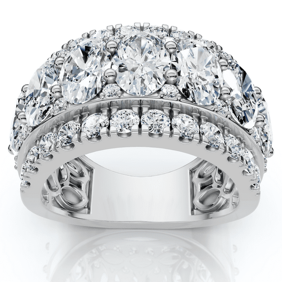 Pompeii 4 1/5Ct Oval Diamond Vivant Wide Anniversary Ring 14k Gold Lab Grown (E/F,VS1-VS2)