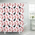 thumbnail image 1 of ABPHQTO Abstract Red Berries and Birds Raster Beak Birdhouse Rama negra Cortina de ducha 160x180 cm, 1 of 1