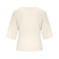 thumbnail image 5 of USSUMA Womens Summer Tops Loose Fit Short T-Shirts for Women Trendy Solid Color Womens Blouses and Tops Dressy 3/4 Sleeve Crewneck Tunic Plus Size Shirts for Women, 5 of 5