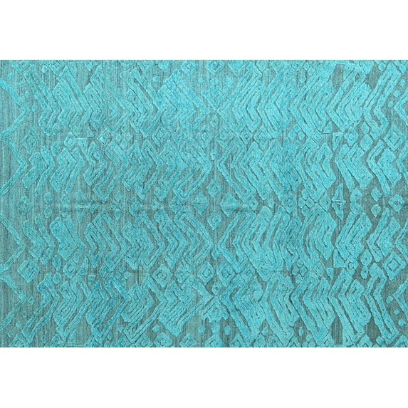 Ahgly Company Indoor Rectangle Abstract Light Blue Modern Area Rugs, 3' x 5'