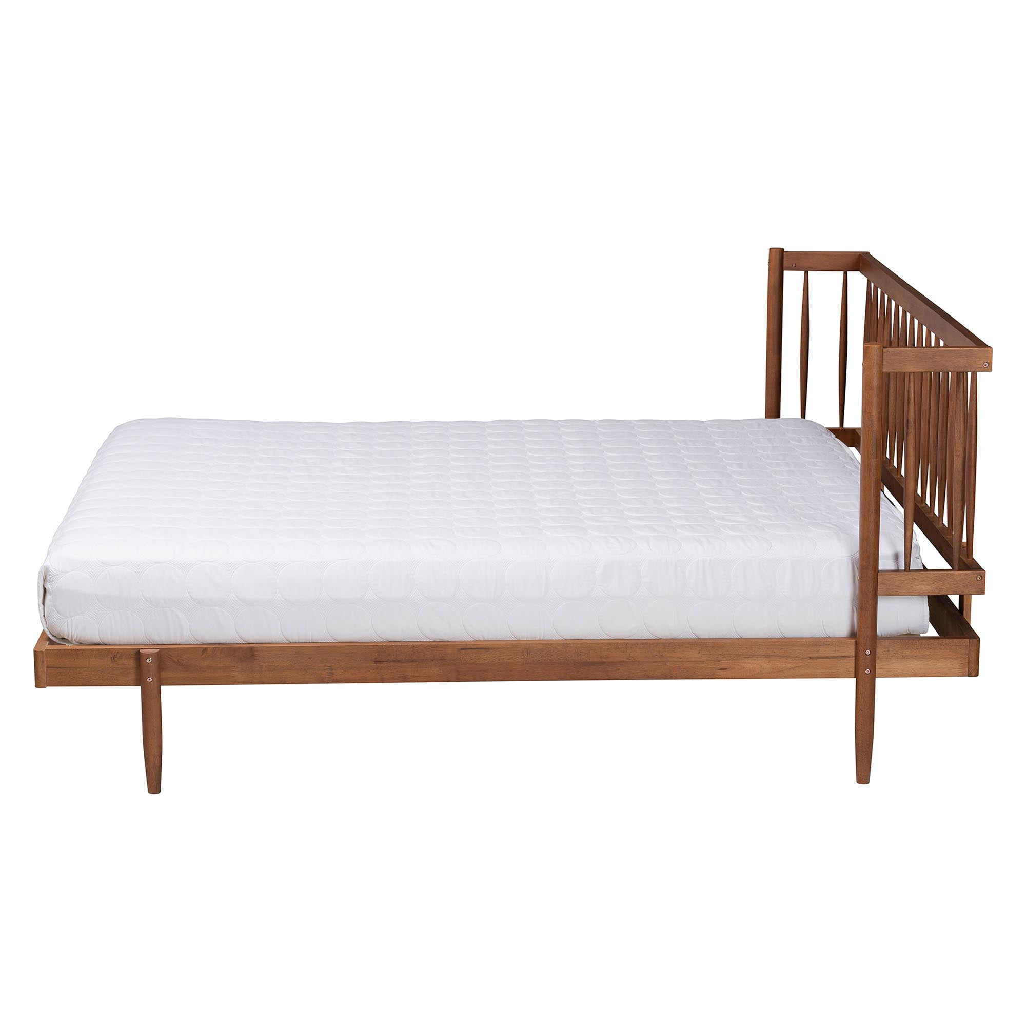 Baxton Studio Calderon Retro-Modern Platform Bed, Queen, Walnut Brown