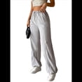 thumbnail image 2 of Pantalones de Mujer de Cintura Alta con Bolsillos y Parte Inferior . Gris XL, 2 of 8