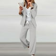 thumbnail image 2 of GILIGEGE Two Piece Sets for Women Trouser Suit Women's Elegant 2 Piece Wide Leg Pants Suit Business Suit Set Two Piece Plain Trousers Festive Long Trouser Suits Grey Xl, 2 of 6