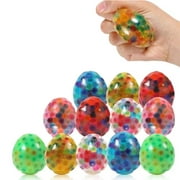 Dicasser 12 Pack Easter Eggs Sensory Stress Ball Fidget Toys for Kids, Squishy Squeeze Balls Filled with Water Beads, Easter Basket Stuffers Party Fovar（Color random）
