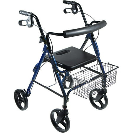Drive Medical DLite Lightweight Walker Rollator with 8" Wheels and Loop Brakes, Blue