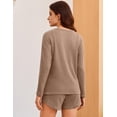 thumbnail image 5 of Ekouaer 3 Piece Waffle Knit Lounge Set for Women, Long Sleeve and Cami Top with Shorts Pajama Sets for All Seasons, 5 of 6