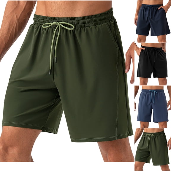 PUMISAS Sports Shorts For Men Solid Color Athleisure Shorts Comfortable Exercise Sweatpants Elastic Drawstring Waist Pants With Pockets