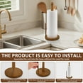 thumbnail image 4 of Evjurcn Wooden Paper Towel Holder Stand Space Saving Countertop Towel Roll Organizer Easy Assembly Paper Roll Holder Rack for Kitchen Countertop, 11.81×5.04×0.59 inch, 4 of 9